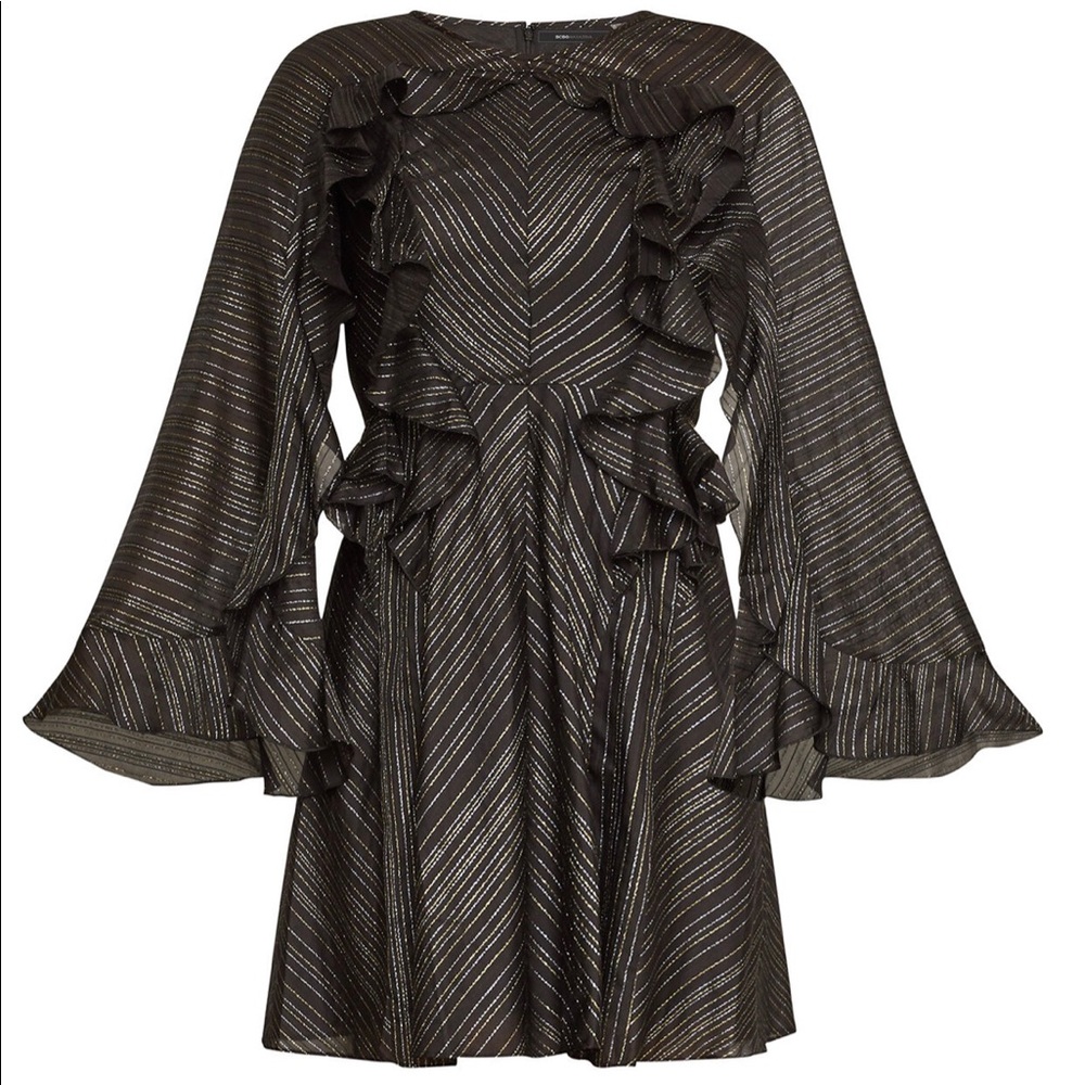 BCBGMaxAzria Ruffle Lurex Cocktail Dress